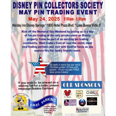 Disney Pin Collectors Society PTE, May 24, Orlando Area