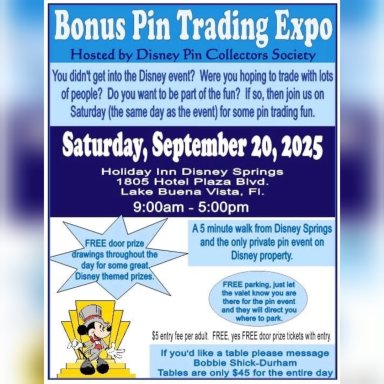 Bonus Pin Trading Expo, Hosted by Disney Pin Collectors Society, Sept. 20, 2025 event image